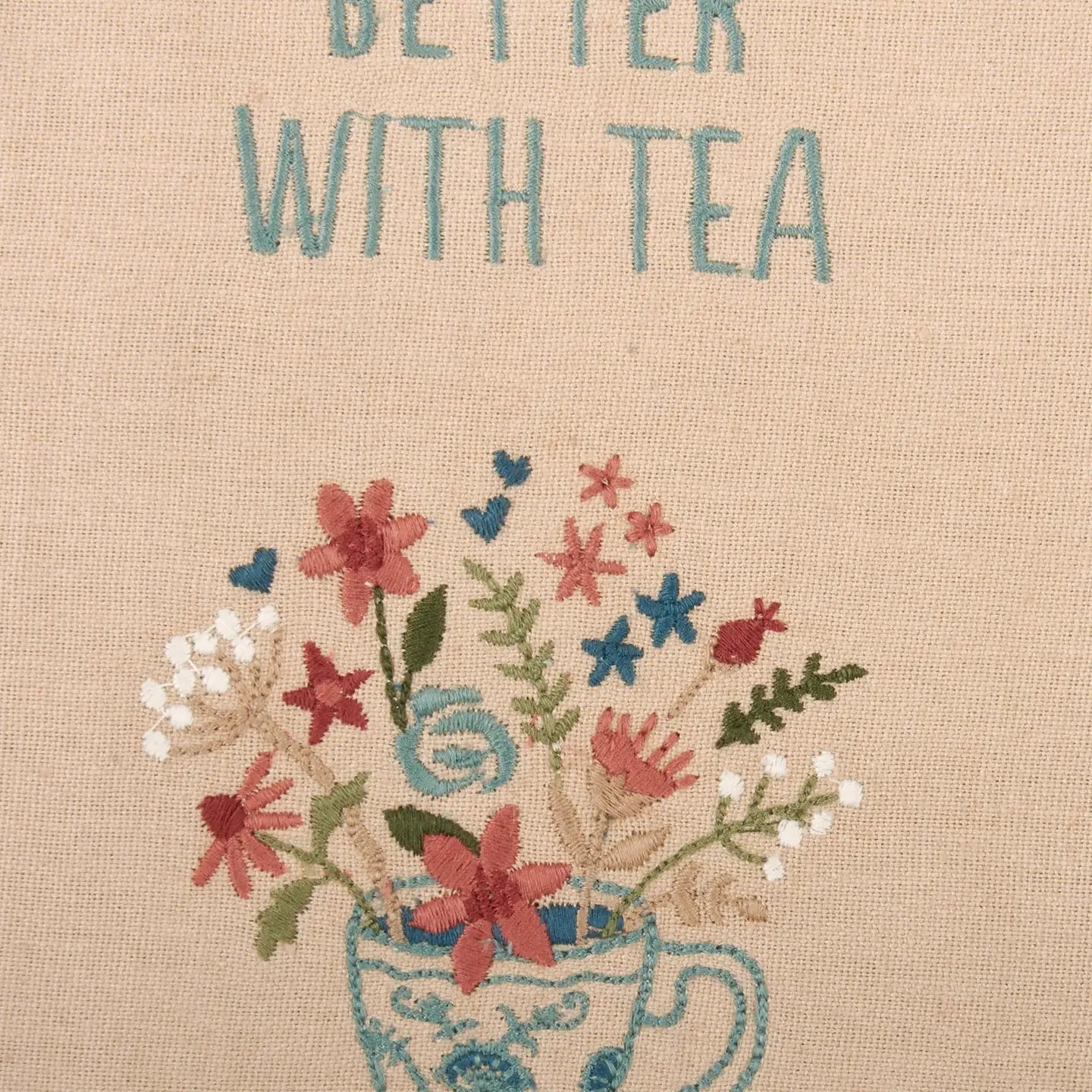 “Life Is Better With Tea” Gift Set | Tea Towel & Floral Spoon Rest Collection