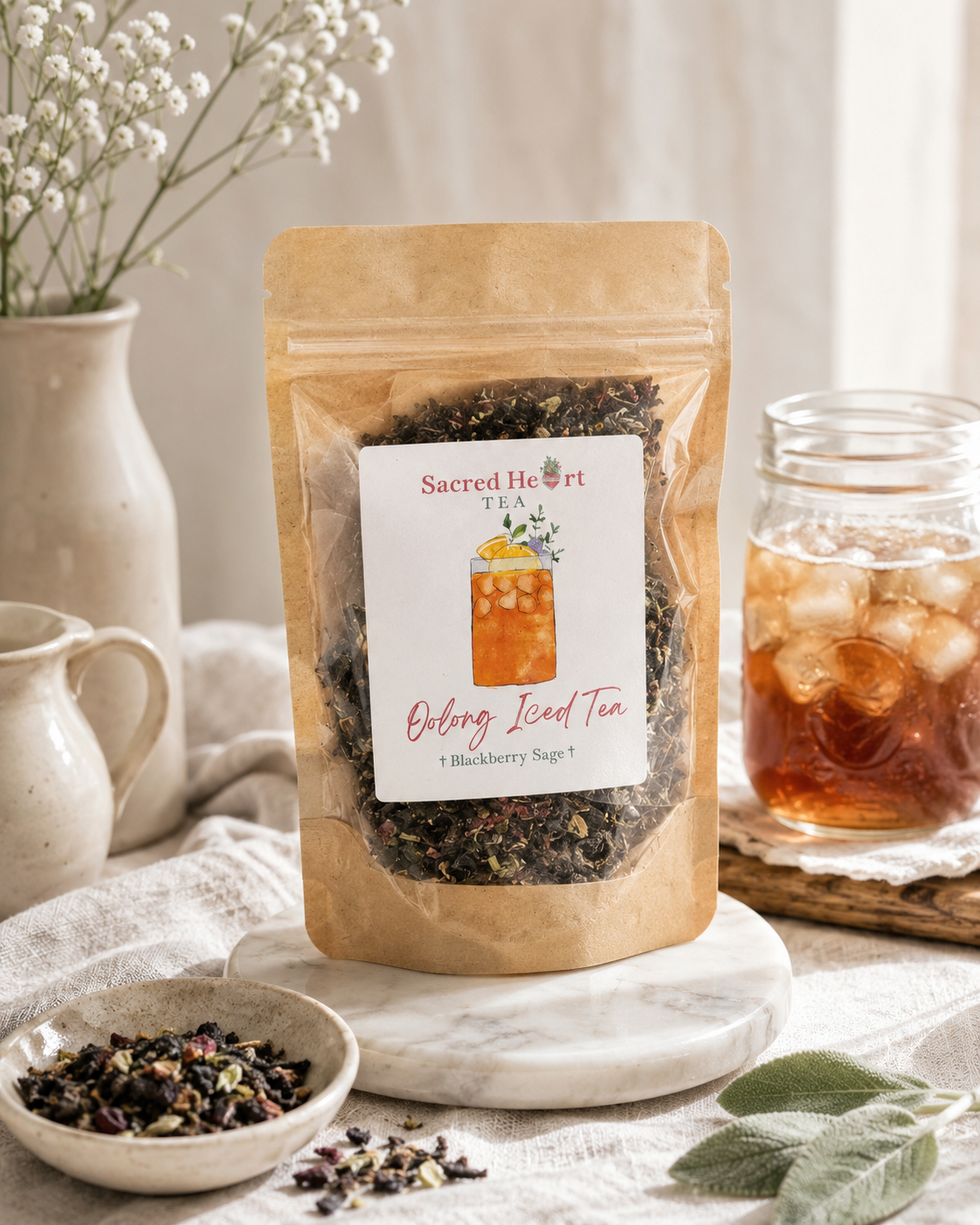 Blackberry Sage Oolong Iced Tea | Summer Loose Leaf Tea Bags