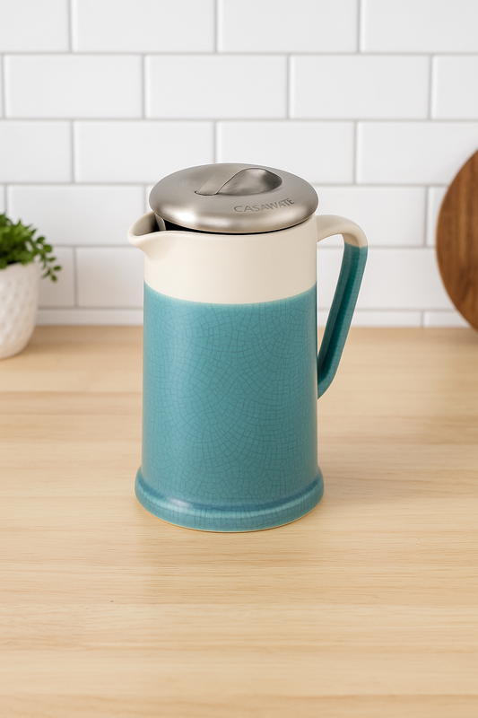 24 oz Crackle Glaze Stoneware Teapot | Loose Leaf Teapot with Stainless Steel Infuser